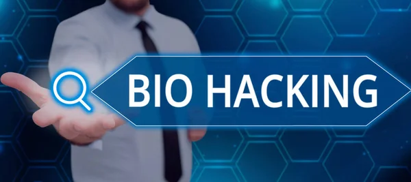 Text sign showing Bio Hacking, Business approach exploiting genetic material experimentally without regard to ethical standards