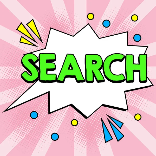 Podpis Tekstowy Prezentujący Search Concept Znaczenie Spróbować Znaleźć Coś Patrząc — Zdjęcie stockowe