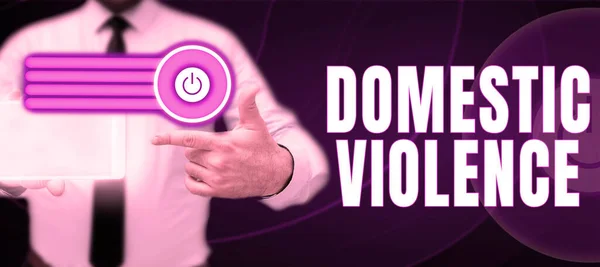 Sign Displaying Domestic Violence Word Violent Abusive Behavior Directed One — Fotografia de Stock