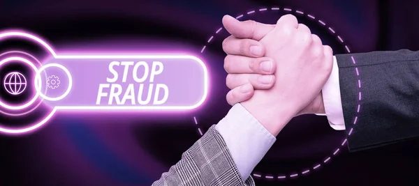 Tampilan Konseptual Stop Fraud Kampanye Business Showcase Menyarankan Masyarakat Untuk — Stok Foto