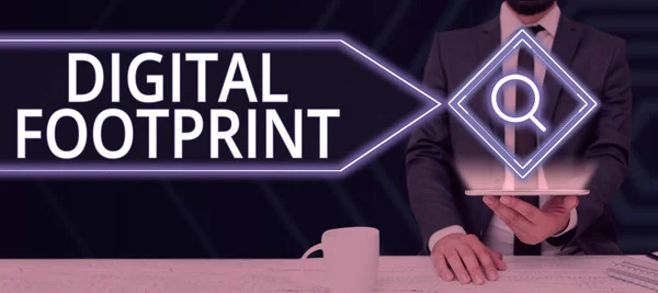 Text Caption Presenting Digital Footprint Business Approach Uses Digital Technology — Stock Fotó
