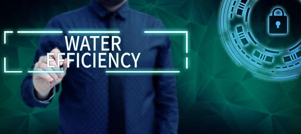 Textschild Mit Wassereffizienz Geschäftsidee Zur Verringerung Der Wasserverschwendung Durch Messung — Stockfoto