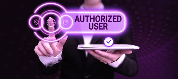 Inspiration Showing Sign Authorized User Internet Concept Person Granted Permission — Stock Photo, Image