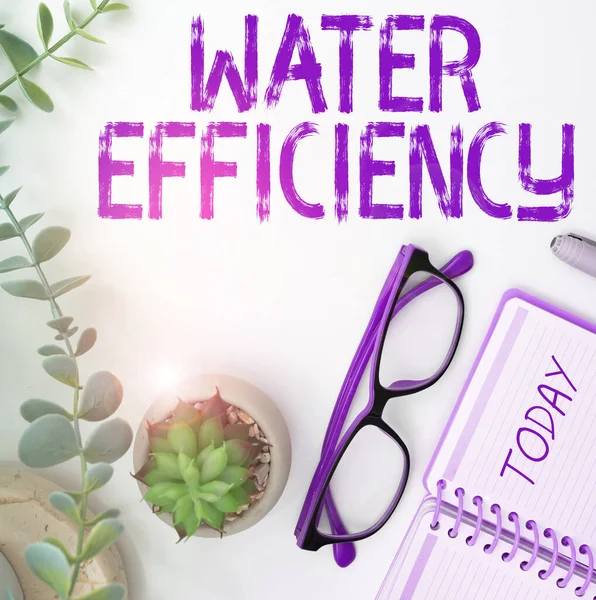 Conceptual Display Water Efficiency Word Reduce Water Wastage Measuring Amount — Stock Photo, Image