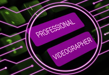 Bir uzman tarafından dijital olarak kaydedilen, ilham verici Profesyonel Videograf, Kavramsal Fotoğraf Çekimi Resimlerini gösteren metin