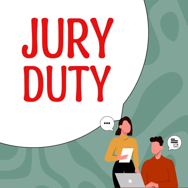 Text Sign Showing Jury Duty Business Approach Obligation Period Acting — ストック写真