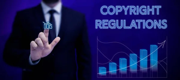 Ispirazione Mostrando Segno Copyright Regulations Business Vetrina Corpo Diritto Che — Foto Stock