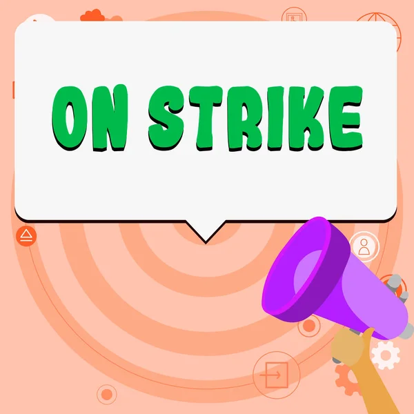 Hand Writing Sign Strike Business Showcase Refuse Continue Working Because — Stockfoto