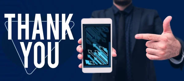 Text Sign Showing Thank You Business Showcase Replaying Something Good — Stockfoto