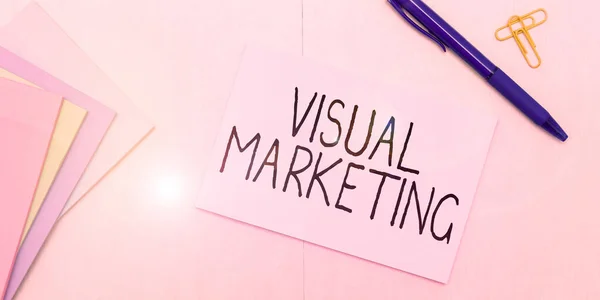 Tekst Pokazujący Inspirację Visual Marketing Business Showcase Łączący Wiadomości Marketingowe — Zdjęcie stockowe