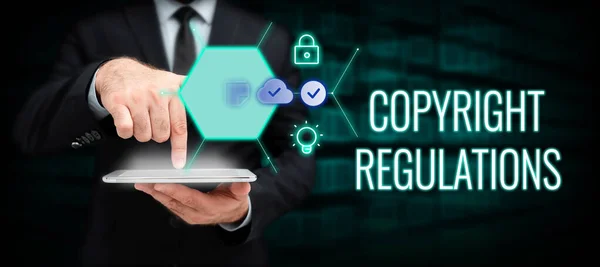 Conceptual Display Copyright Regulations Concept Meaning Body Law Governs Original —  Fotos de Stock