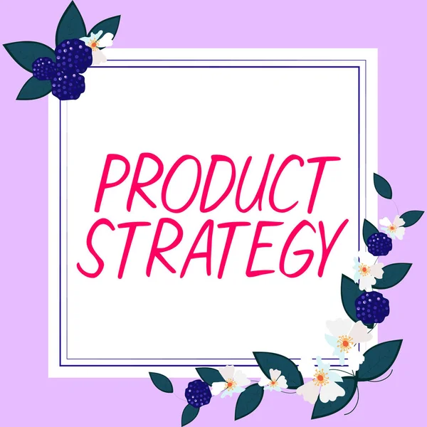 Text Ukazující Inspiraci Produktová Strategie Obchodní Koncepce Dlouhodobý Plán Vývoje — Stock fotografie