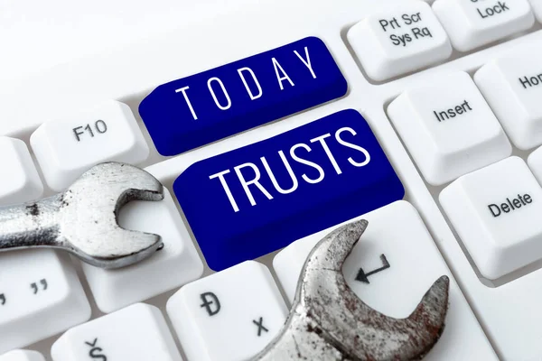 Signo Exibindo Trusts Foto Conceptual Firme Crença Confiabilidade Verdade Capacidade — Fotografia de Stock