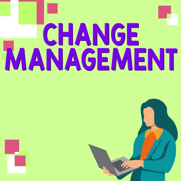 概念的なキャプション変更管理 ビジネス概要組織のリーダーシップの置き換え新しいポリシー — ストック写真