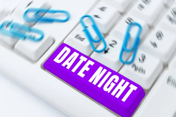 Kézírás Sms Date Night Word Egy Ideig Amikor Egy Pár — Stock Fotó