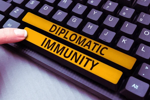 Tekstbord Met Diplomatieke Immuniteit Business Idee Wet Die Buitenlandse Diplomaten — Stockfoto