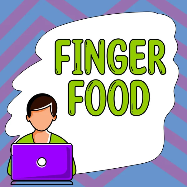 Inspiração Mostrando Sinal Finger Food Produtos Fotográficos Conceituais Digestivos Que — Fotografia de Stock