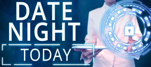 Text Caption Presenting Date Night Business Idea Time Couple Can — Fotografia de Stock