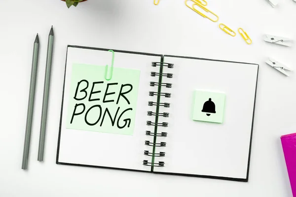 Texte Inspirant Beer Pong Idée Entreprise Jeu Avec Ensemble Tasses — Photo