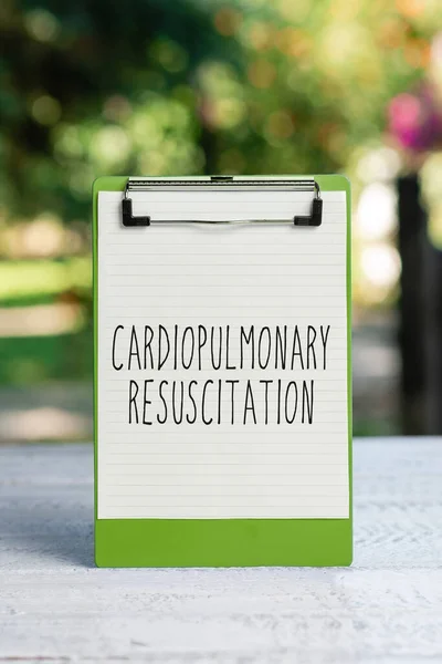 Redação Exibindo Texto Ressuscitação Cardiopulmonar Palavra Para Ciclos Repetidos Compressão — Fotografia de Stock