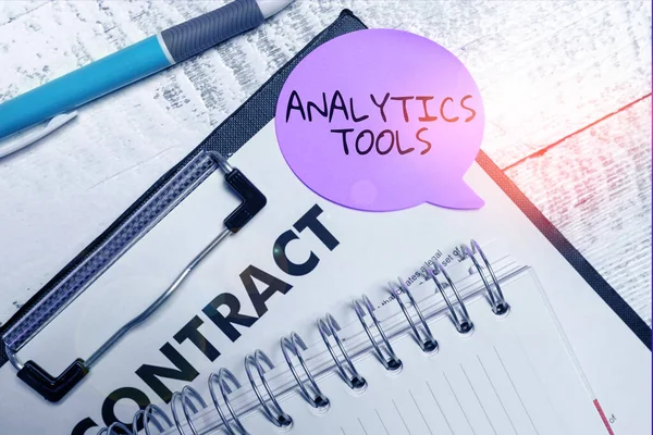 Text Zobrazující Inspiraci Analytics Tools Business Approach Items Web Application — Stock fotografie