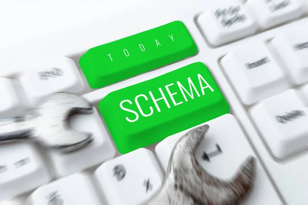 stock image Text sign showing Schema, Word for representation of plan or theory in form of outline or model