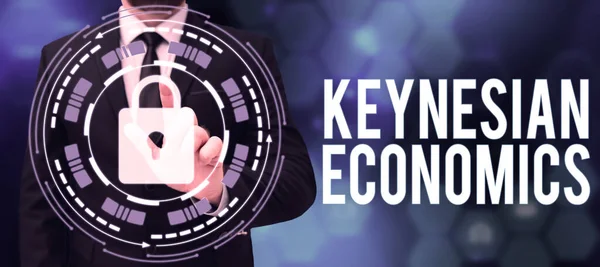 Exibição Conceitual Economia Keynesiana Visão Geral Dos Negócios Programas Monetários — Fotografia de Stock