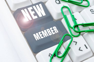 Writing displaying text New Member, Internet Concept recruiting employee to company or team Birth of fresh child