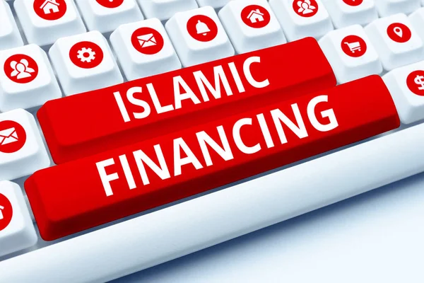 显示伊斯兰融资迹象的灵感 意为符合伊斯兰教法的银行活动和投资的概念 — 图库照片