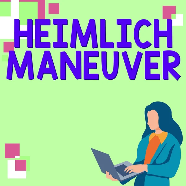 Kézírás Szöveg Heimlich Manőver Word Írt Alkalmazása Felfelé Irányuló Nyomás — Stock Fotó