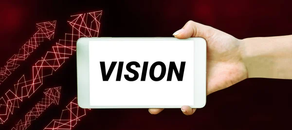 Hand Writing Sign Vision Word Being Able See Objective Inspiration — Stock Photo, Image