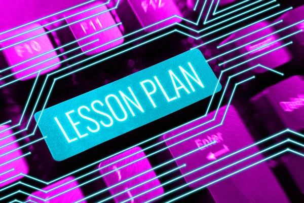 Sign Displaying Lesson Plan Business Concept Ένας Δάσκαλος Λεπτομερή Περιγραφή — Φωτογραφία Αρχείου
