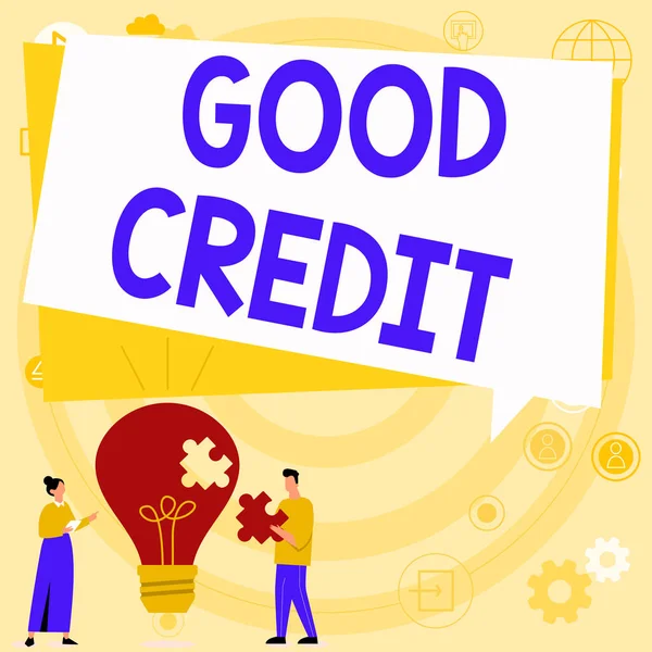 Podpis Tekstowy Przedstawiający Good Credit Internet Concept Kredytobiorca Stosunkowo Wysoki — Zdjęcie stockowe