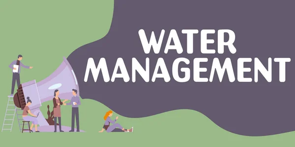 概念展示水管理 关于在界定的水政策下优化利用水资源的文字 — 图库照片