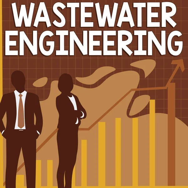 Text Bildtext Presenterar Avloppsvatten Engineering Internet Concept Ingenjörsmetoder För Att — Stockfoto