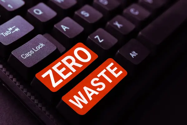 テキストを表示する書き込みゼロ廃棄物 産業責任を意味する概念は 堆肥化 リサイクル 再利用を含みます — ストック写真