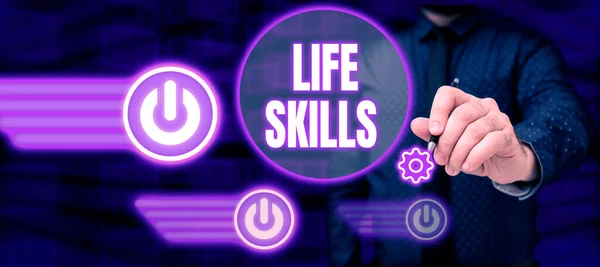 Logga Visar Life Skills Business Showcase Som Nödvändigt Eller Önskvärt — Stockfoto