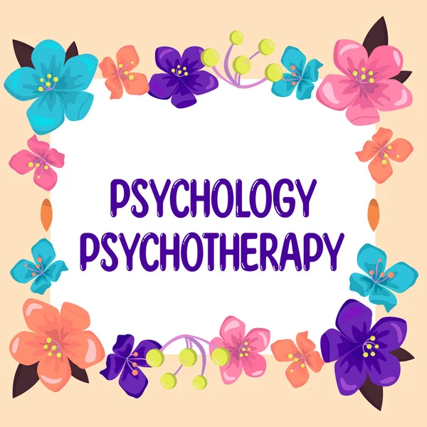 展示心理心理治疗的标志商业理念使用心理疗法治疗精神疾病 — 图库照片