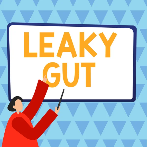 Legenda Texto Apresentando Leaky Gut Vitrine Negócios Uma Condição Qual — Fotografia de Stock