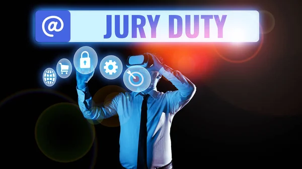 评审团责任 业务概览义务或作为陪审团成员在法庭上的一段时间 — 图库照片