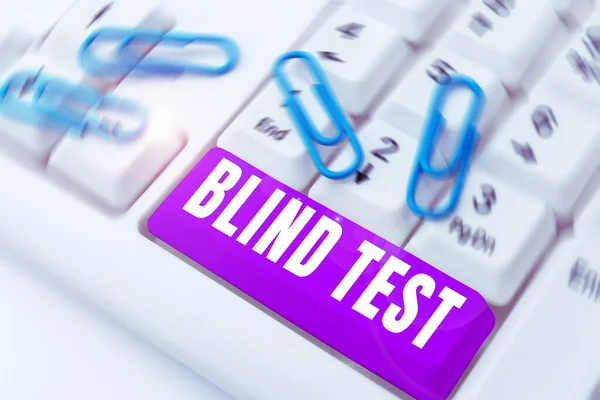 Εννοιολογική Λεζάντα Blind Test Επιχειρηματική Έννοια Κοινωνική Εμπλοκή Ένα Πρόσωπο — Φωτογραφία Αρχείου