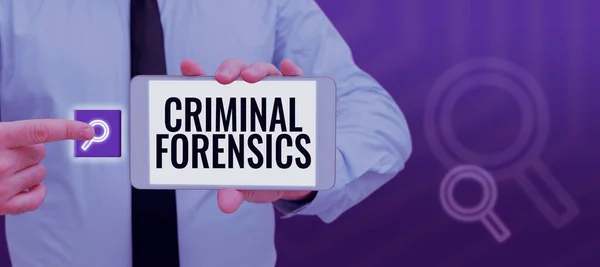 Segno Testo Indicante Criminal Forensics Business Approach Federal Offense Actions — Foto Stock