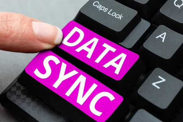 Handschrift Tekst Data Sync Business Showcase Gegevens Die Continu Wordt — Stockfoto