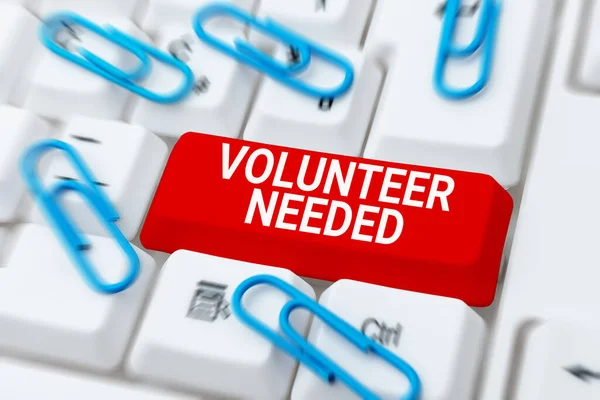 Tekst Pokazujący Inspirację Wolontariat Potrzebny Podejście Biznesowe Szukasz Pomocnika Wykonania — Zdjęcie stockowe