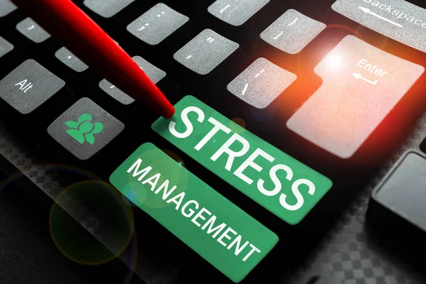 Handschrift Stress Management Internet Concept Leren Manieren Van Gedrag Denken — Stockfoto
