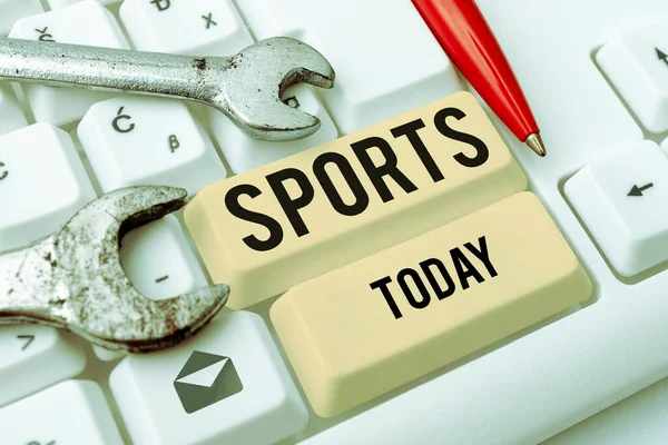 Textová Značka Zobrazující Sport Pojetí Znamená Aktivitu Fyzické Námahy Dovednosti — Stock fotografie