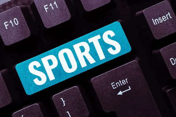 Textová Značka Zobrazující Sport Pojetí Znamená Aktivitu Fyzické Námahy Dovednosti — Stock fotografie
