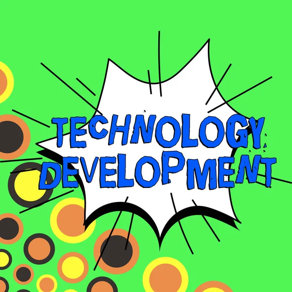 Zobrazení Nápisu Technologický Vývoj Slovo Pro Technologické Změny Výrobků Služeb — Stock fotografie