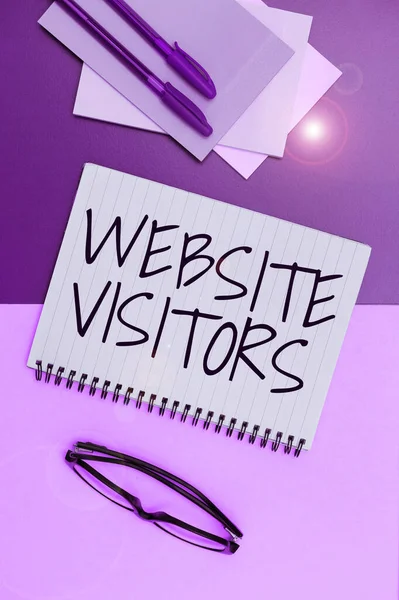 Text Bildtext Presenterar Webbplats Besökare Word För Någon Som Besöker — Stockfoto