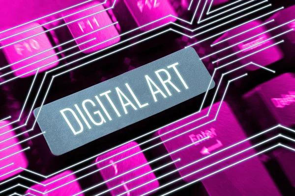 Signo Texto Que Muestra Arte Digital Enfoque Empresarial Uso Habilidad — Foto de Stock